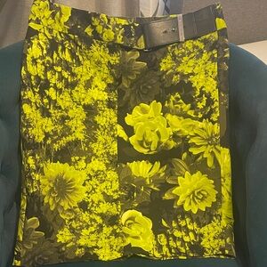 Michael Kors Green and Black Floral Pencil Skirt